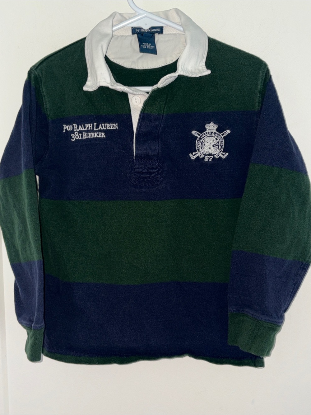Polo Ralph Lauren Bleeker rugby stripe long sleeve polo shirt boy's sz 6 VGUC